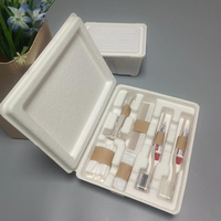 Scatola in Polpa Modellata Eco-Bio Bianca, Confezione a Conchiglia per Kit di Pulizia e Cura per Hotel