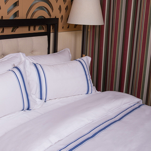 Các Mặt Hàng Bán Chạy Nhất Bộ Ga Trải Giường Ga Trải Giường Vải Lanh Trắng Cotton Thiết Kế Jacquard Sọc Bộ Đồ Giường Khách Sạn - Product Image 3