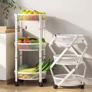 Égouttoir pliable, panier à légumes rotatif, armoire de rangement pour supermarché, étagère de cuisine rotative, chariot à plusieurs niveaux - Product Image 6