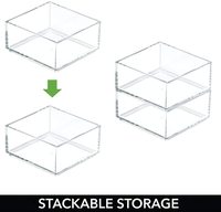 Petite boîte de rangement carrée empilable en acrylique transparent pour bureau à domicile