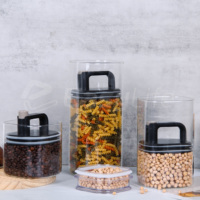 Bocal de conservation sous vide en verre borosilicate avec couvercle à poussoir, hermétique et anti-humidité, pour café, riz et autres aliments
