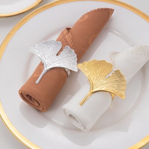 Anillos de servilleta de metal con diseño de hoja de ginkgo, soportes para servilletas, decoración de mesa para Navidad y Acción de Gracias, accesorios para servilletas. - Product Image 2