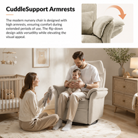 Fauteuil inclinable électrique moderne, pivotant et inclinable, avec port de charge USB, revêtement en tissu, structure en bois, pour salon et chambre d'enfant