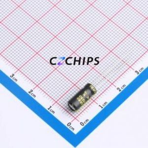 Condensateur électrolytique en aluminium à montage traversant CD26G1HM220D110T, montage traversant, D5xL11mm 22uF 20% 50V 186mA-100kHz - Product Image 1