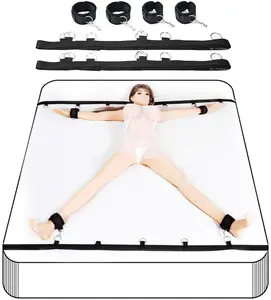 Bed Restraint System Pleasure bed Bondage Handcuffs Leg cuffs BDSM Slave Femdom Wrist Ankle Restraint Belt Adult Sex Toys