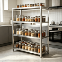 Étagère de rangement de cuisine multi-niveaux robuste, très vendue, pour usage commercial et domestique, en acier inoxydable pour restaurant