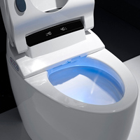 WC intelligent de luxe moderne en céramique à poser au sol - Chasse automatique, siège chauffant, lavage arrière, siphon en P, double chasse, télécommande, direct usine