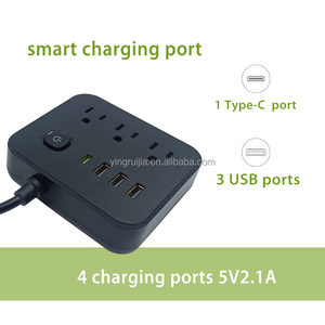 Phẳng cắm mở rộng dây điện dải với bảo vệ tăng, Bán Hot 3 Outlet Mỹ tiêu chuẩn ổ cắm điện với USB A + USB C Cổng - Product Image 5