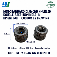 Écrous préinstallés filetés de haute précision en forme de diamant, écrous intégrés moulés par injection à double étape