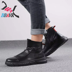 Botas Casuales de Invierno para Hombre, Estilo Británico, Impermeables, Antideslizantes, con Cierre de Cremallera, Parte Superior de PU con Detalles Adicionales - Product Image 1