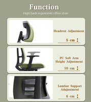 Chaise de bureau ergonomique moderne de luxe en maille avec cadre en plastique, coussin moelleux, dossier haut, bleue, réglable, en tissu, pour ordinateur et gaming
