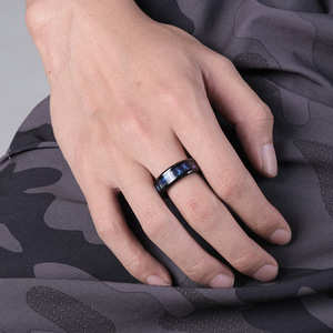 Men's Black <b>Titanium</b> Steel <b>Ring</b> Purple Green Inlay Channel Setting Party Jewelry Fashion <b>Rings</b> - Product Image 2