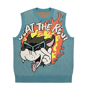 カスタムロゴメンズセーターベストプルオーバージャカード柄セーターノースリーブニットトップメンズニットセーターベスト - Product Image 1