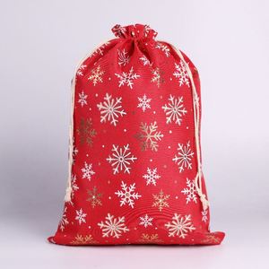 Bolsa de Regalo Navideña Roja, Bolsa de Yute Fina con Cordón, Nueva Bolsa de Embalaje para Regalos - Product Image 6