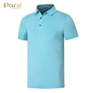 Custom Mens Polyester Spandex Golf Slim Fit Performance Jersey Stripe Polo Shirt