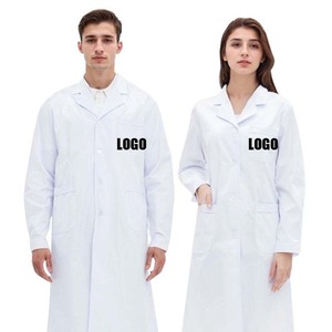 معطف مستشفى مختبر طبي أبيض سميك قطني طويل الأكمام للرجال والنساء - Product Image 1