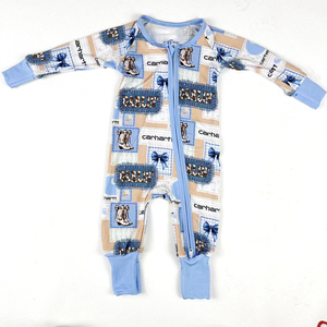 Abbigliamento Western per Bambini ZhengPai, Tutina con Zip a Maniche Lunghe in Fibra di Bambù Stampata, Pigiami per Bambini e Neonati - Product Image 1