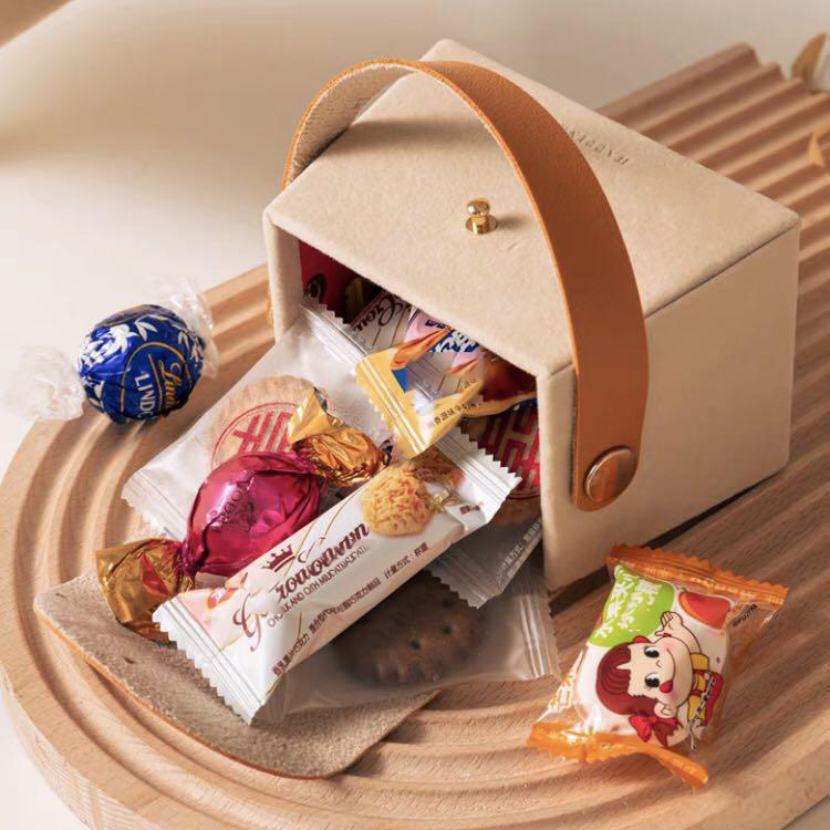 Свадебная кожаная Подарочная коробка, кожаная сумка для конфет с ручкой, Свадебная коробка для душа для детей