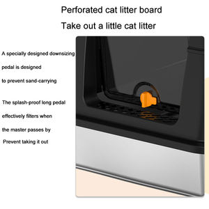 Bac à litière en acier inoxydable avec couvercle Bac à litière profond extra large pour chats Anti-fuite Entrée double avant et supérieure avec pelle à litière - Product Image 3