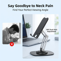 360 °   Support rotatif pour téléphone et tablette |   Base métallique pliable à double axe |   Support de bureau lesté antidérapant |   Support Q17 pour Office Live