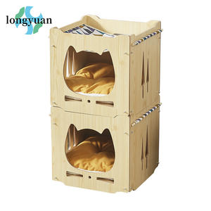 Großhandel moderne <span class=keywords><strong>Indoor</strong></span> Holz Haustier häuser DIY Multilayer Cat & <span class=keywords><strong>Dog</strong></span> Villa Kleintier käfige Möbel - Product Image 1