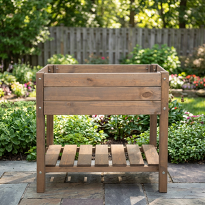 Wood Outdoor Garden <b>Planter</b> Box Shelf Natural Finish <b>Rectangle</b> Freestanding Modern Luxury Handmade Custom Design Balcony Home - Product Image 3