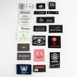 Custom Personalized Shoes labels decorative brand logo fold label name fold woven hem tag for sleeve brand origin labels