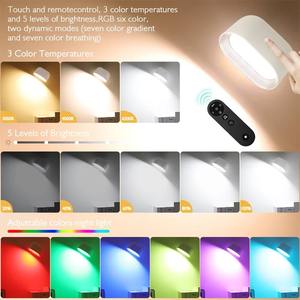 Oval LED Magnetic Wall Lamp USB Rechargeable Dimmable RGB Bedside <b>Light</b> with Remote Control for Bedroom Living Room Lighting - Product Image 2