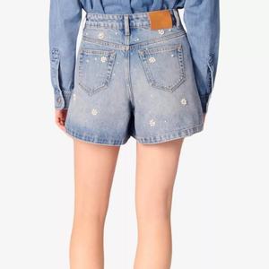 กางเกงยีนส์ขาสั้นผู้หญิงประดับเพชรหรูหราแฟชั่นฤดูร้อนปี 2025 ทรงขากว้าง - Product Image 3