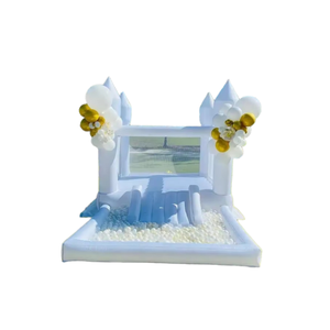 Castello Gonfiabile Bianco con Scivolo, <span class=keywords><strong>Casa</strong></span> Gonfiabile Commerciale per Matrimoni e Feste con Piscina di Palline e Scivolo - Product Image 4