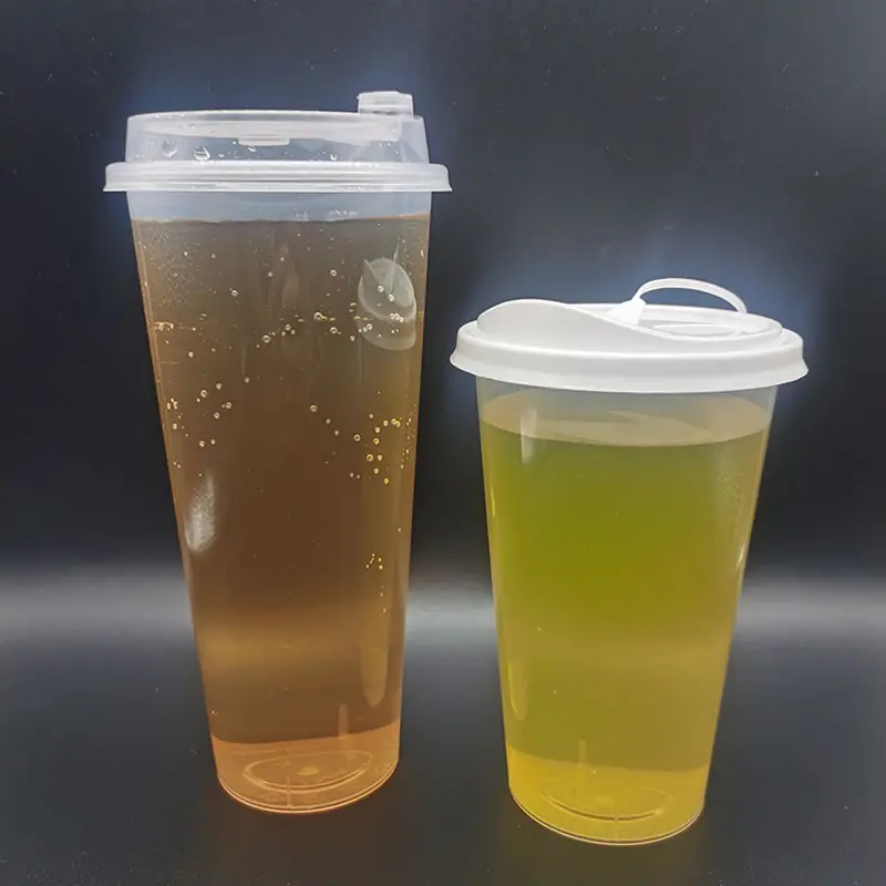 Custom Size Disposable Big 16oz PP Hard Plastic Cup With Lid Custom Logo Lemonade Boba Milktea Cups Bubble Tea Cup