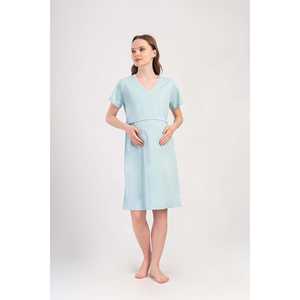 Tunique de maternité pour femme à col en V en dentelle avec détail nœud et taille froncée, idéale pour la nuit - Product Image 2