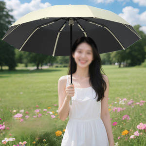 Parapluie d'affaires pliable automatique 3 volets, noir, imperméable et résistant au vent, personnalisable, avec protection solaire, cadeau d'entreprise - Product Image 2