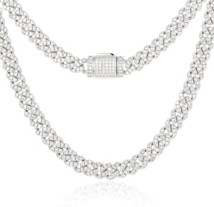 Cadena cubana de moissanita, collar cubano Miami, chapado en oro de 18k, plata de ley, cadena de moissanita con incrustaciones de circonitas para hombres y mujeres - Product Image 1