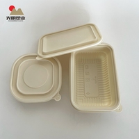 2024 vente en gros carré 500ml boîte jetable à emporter boîte pour chien amidon de maïs dégradable compartiment unique boîte de restauration rapide avec couvercle