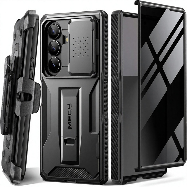 TONGATE Armor Design TPU+PC Case for Z Fold 7 Privacy Screen Protector Built-in Slide Camera Cover Stand Anti Spy Grade