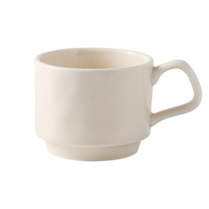 Hot Selling Stackable Cream White Ceramic Mug Minimalist Coffee Cup for Cafe - Product Image 6