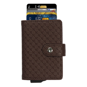 Porte-cartes fin en PU CardHoda avec motif géométrique et fermeture à bouton, design unisexe - Product Image 3