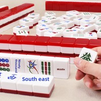 Tuiles de Mahjong Sacrées en Acrylique de Qualité Supérieure - Jeu de Mahjong Grand et Moyen Format avec Marquage Manuel, Boîte en Bois pour Usage Domestique