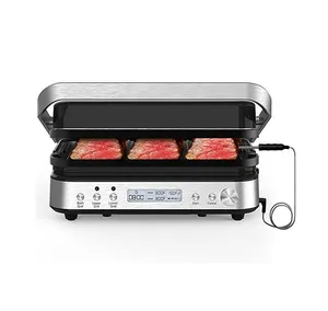 5 in1ステンレス鋼屋内グリルコンタクトグリル、フラットリムーバブルプレート付きOptiGrill、スマートプローブ自動調理モード付き