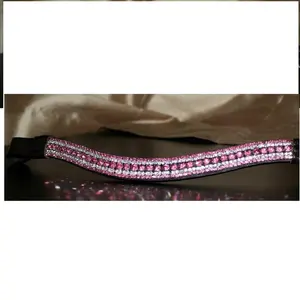 Diamante Bling Sparkly Brow band 5 Row Crystals Dressage PINK Crystal/crystal brow band/ horse brow band