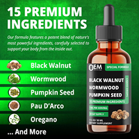 15 en 1 gouttes liquides de noix noire avec absinthe graines de citrouille origan ail soursop berbérine Shilajit ceylan cannelle curcuma
