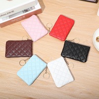 Dompet koin kulit PU portabel koin Wanita Fashion murah kustom pabrik tas penyimpanan warna murni