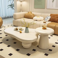 Table basse Cloud française, table basse moderne minimaliste, style crème pour appartement, salon, table centrale pour la maison, plateau en bois