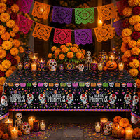 Nappe de table jetable en plastique de haute qualité, motif Crâne de la Fête des Morts, imperméable, pour décoration de fête