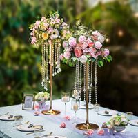 2 pièces Vases à fleurs Supports en métal pour centres de table de mariage, pour centres de table en cristal, décorations de table, supports à fleurs pour fêtes et mariages