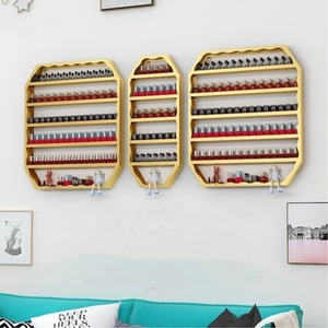 <b>Wall</b> Mounted Nail Polish Display Rack Metal Salon Storage <b>Shelf</b> Gold Color Multi Tier Organizer - Product Image 4