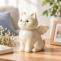 Urne funéraire en céramique mignonne pour cendres d'animaux de compagnie, souvenir commémoratif pour chat et chien, urne de crémation avec ailes d'ange, fournitures pour animaux de compagnie