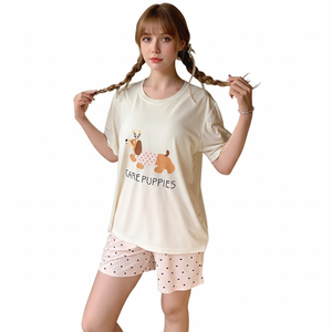 Ensemble de vêtements de détente pour femmes avec soutien-gorge intégré, nouvelle arrivée été 2025, pyjama à manches courtes, infusé à l'acide hyaluronique, vêtements de maison, ensemble 3 pièces - Product Image 1