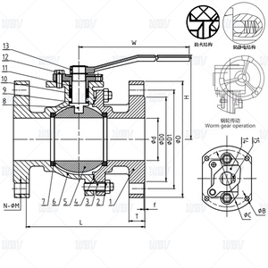 Vanne à boisseau sphérique à bride HG Q41F-40P avec traitement thermique FRAS, anti-éclatement fixe - Product Image 2